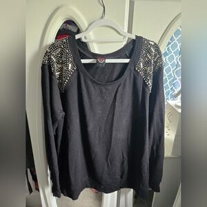 Torrid Black Embellished Long Sleeve Blouse